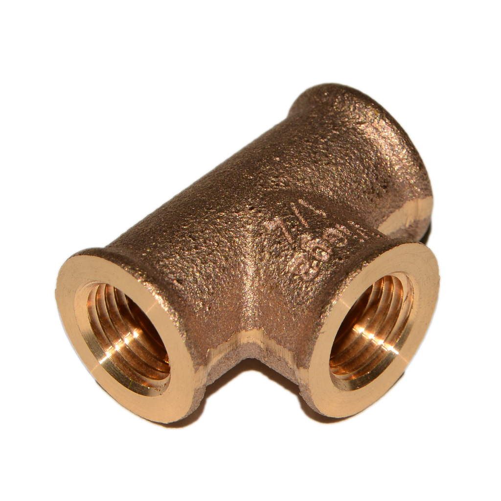 T-stuk Messing Vrouw. 1/4"